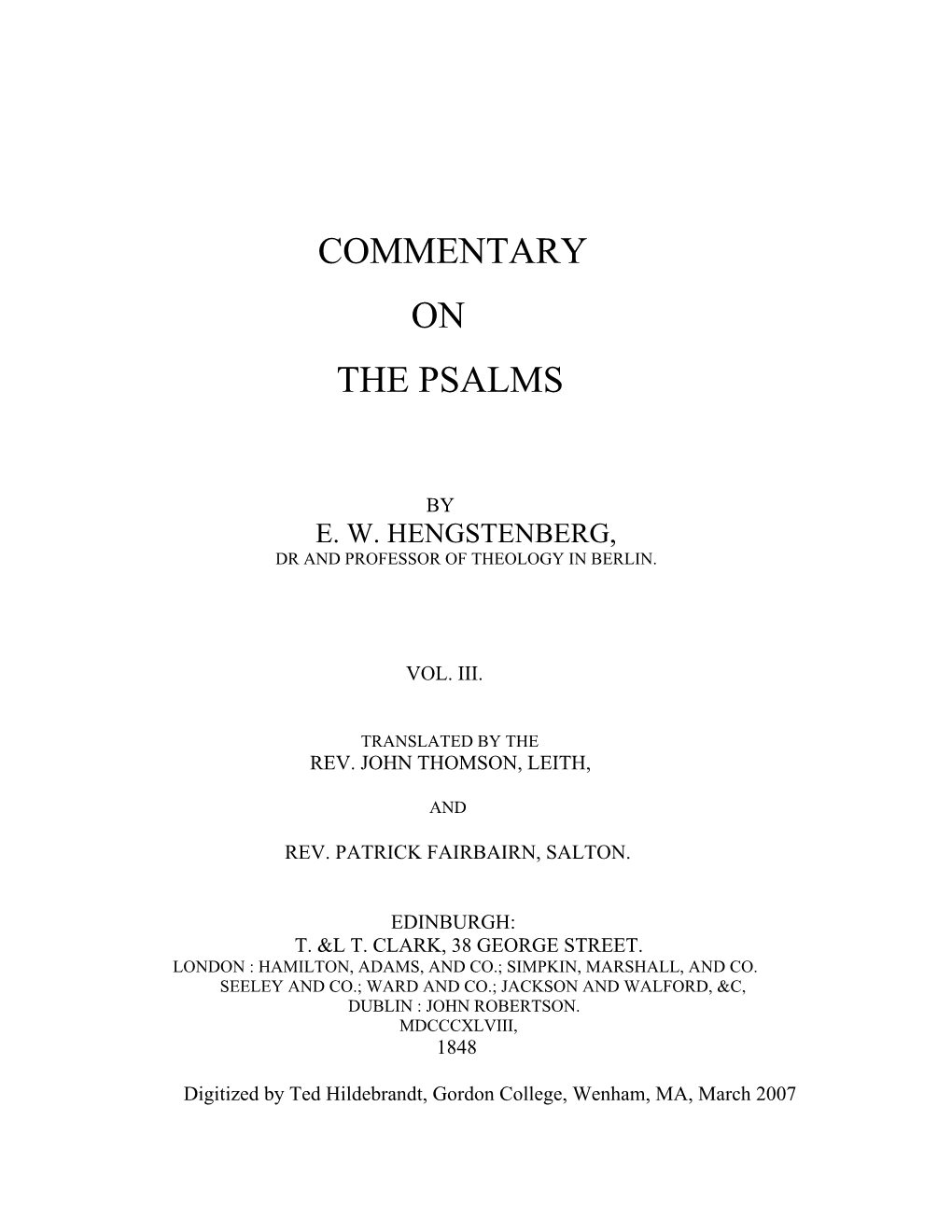 Commentary on the Psalms