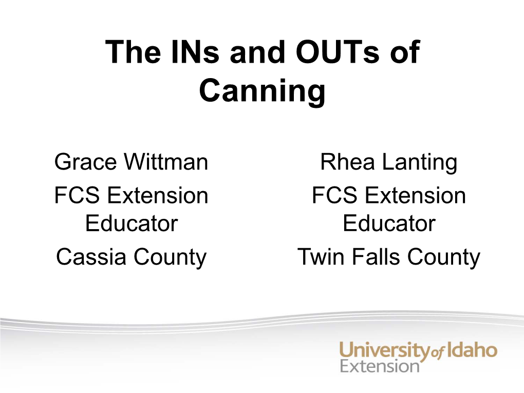 The Ins and Outs of Canning