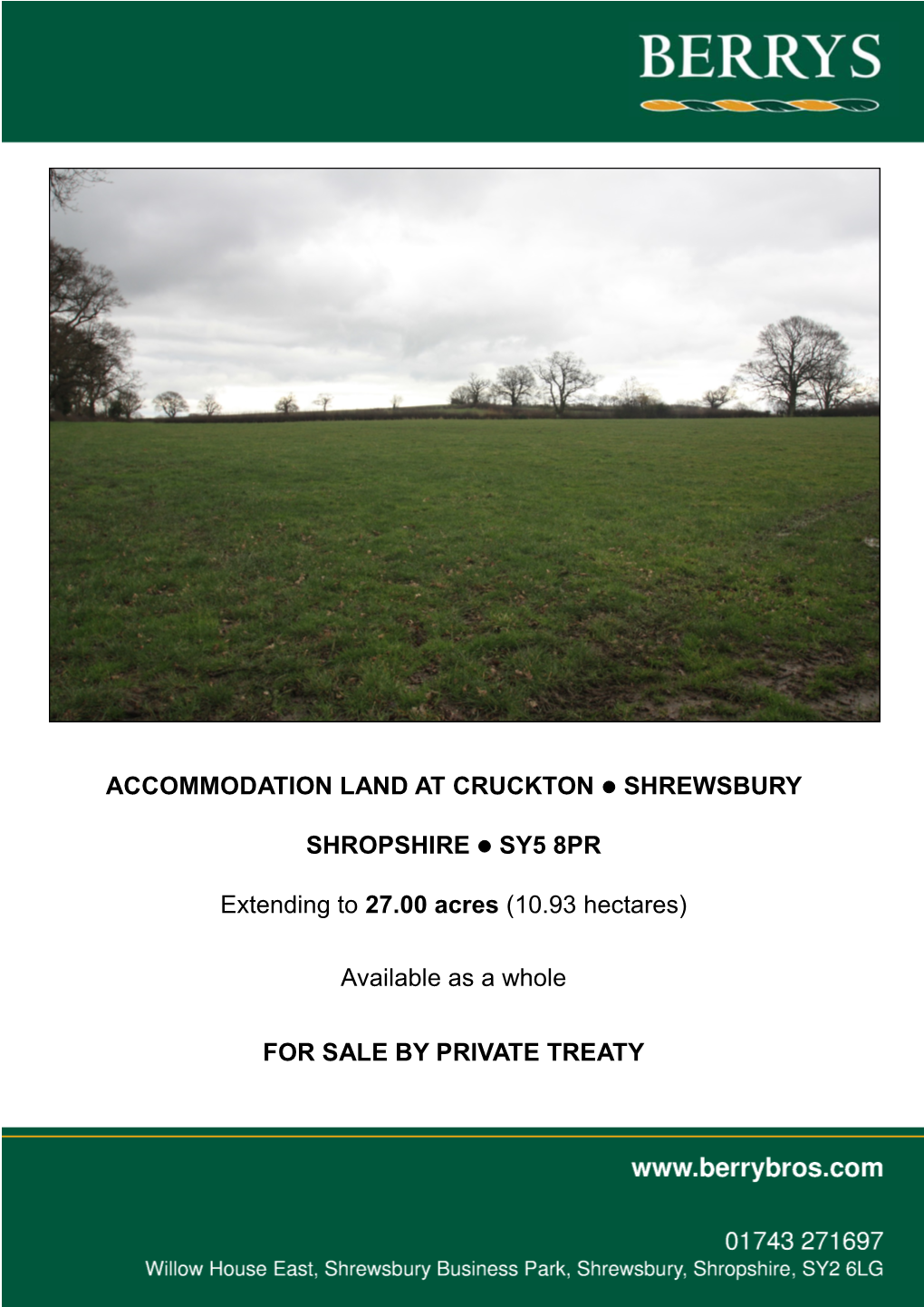 Accommodation Land at Cruckton  Shrewsbury