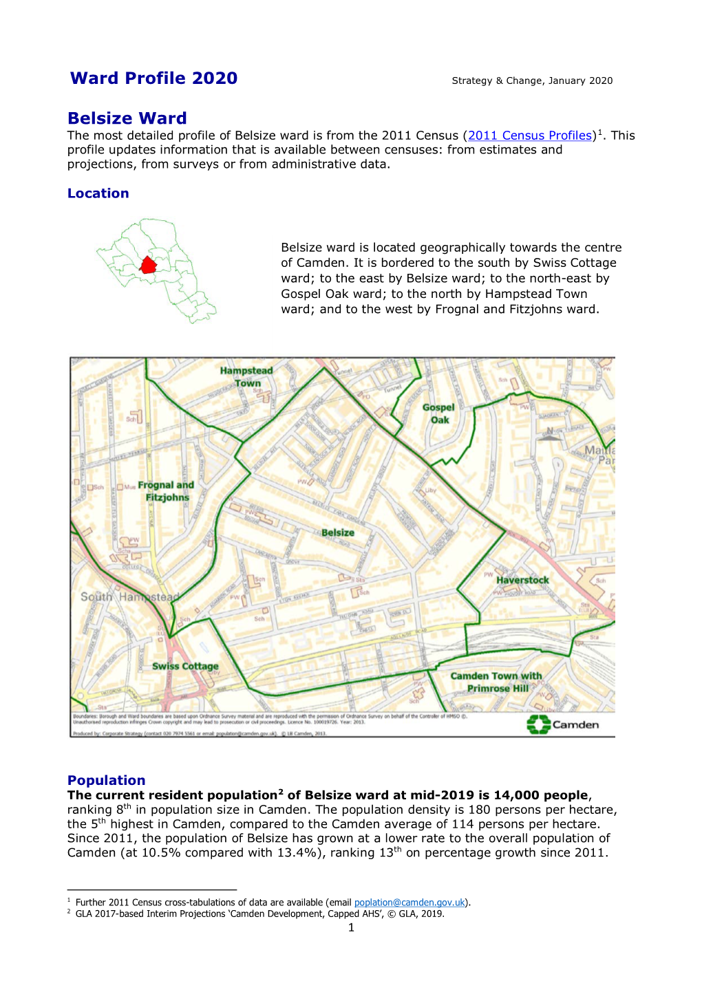 Ward Profile 2020 Belsize Ward