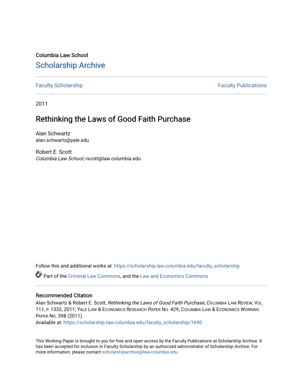 Rethinking the Laws of Good Faith Purchase