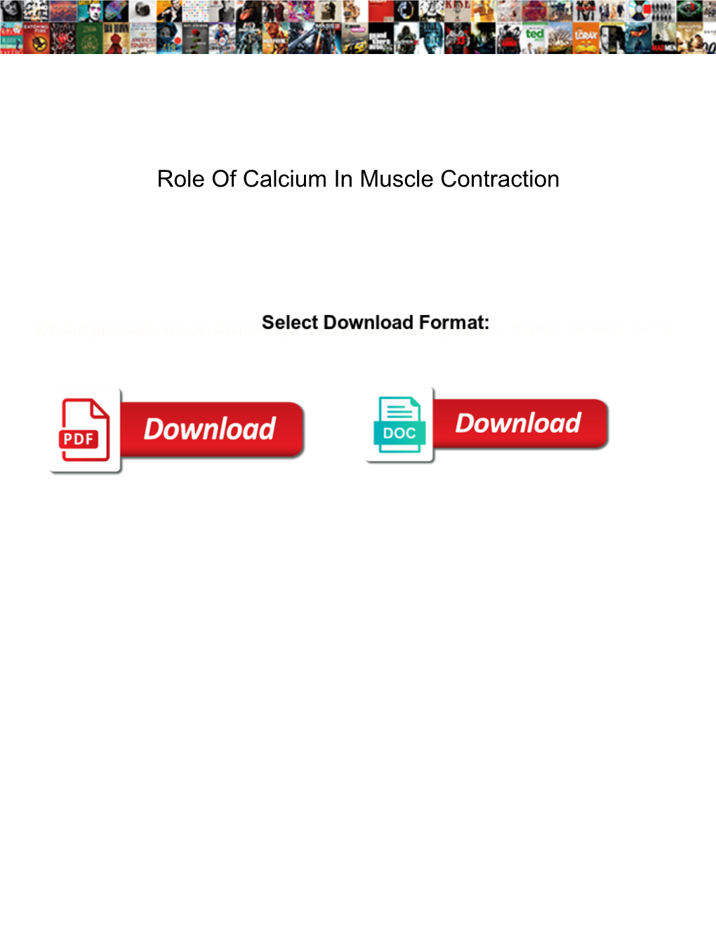 Role of Calcium in Muscle Contraction