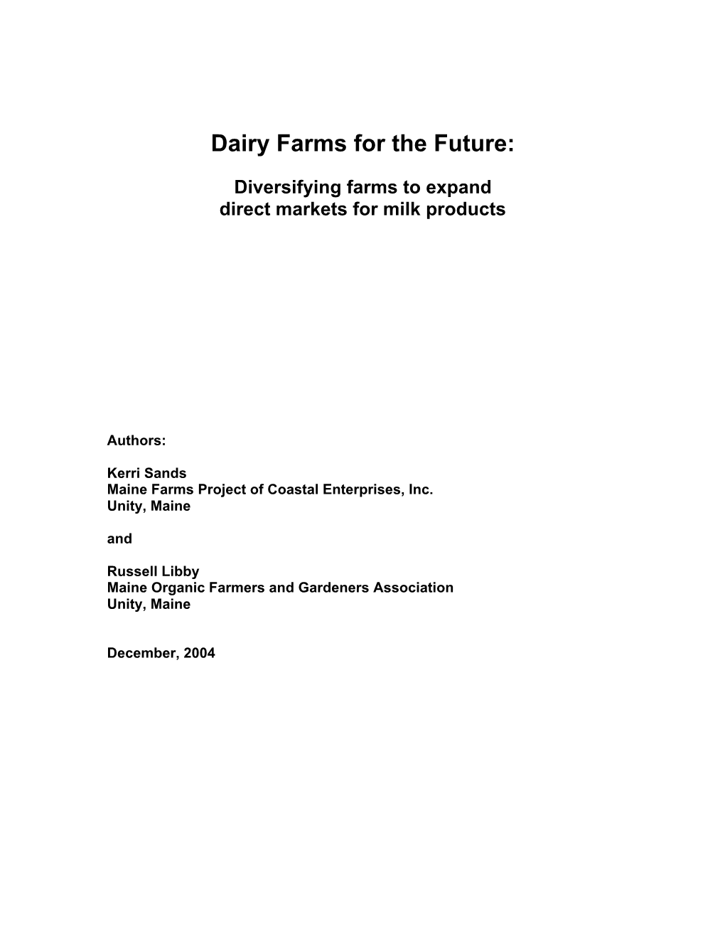 Dairy Farms for the Future