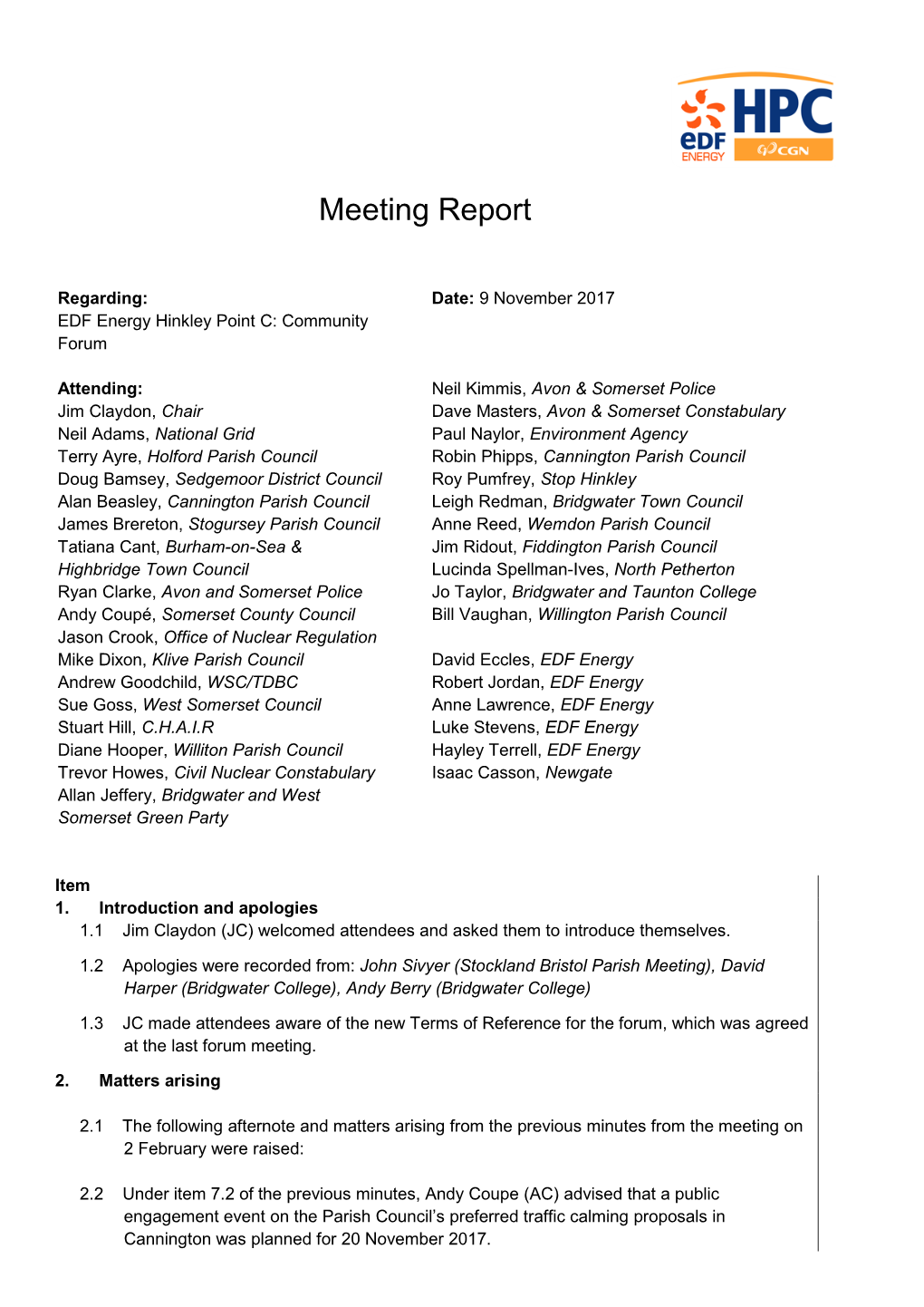 Meeting Report