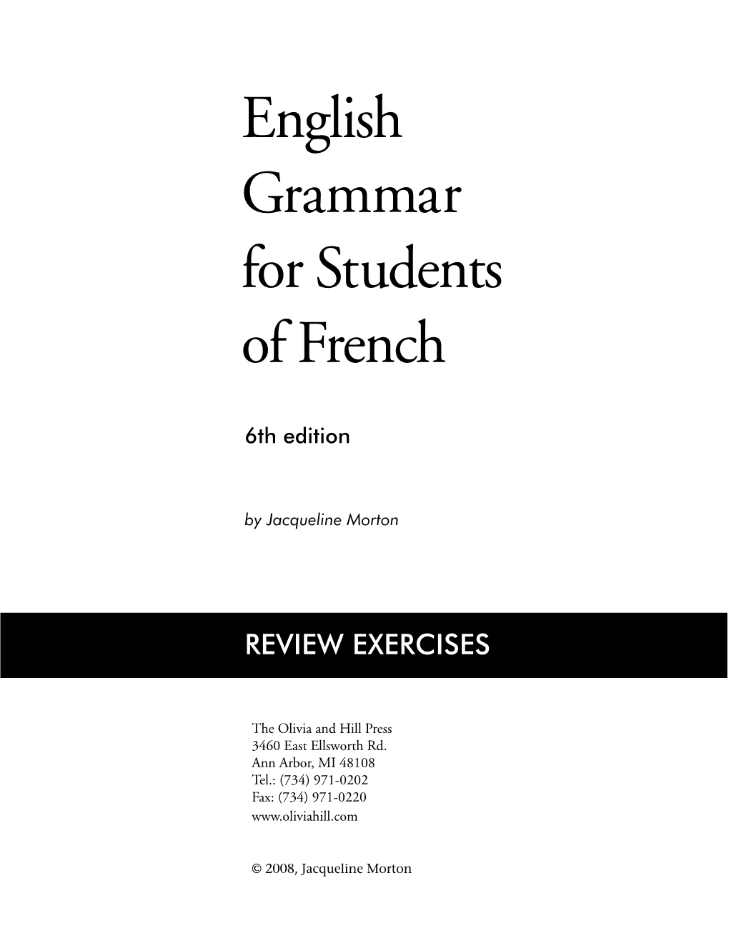 English Grammar for Students of French