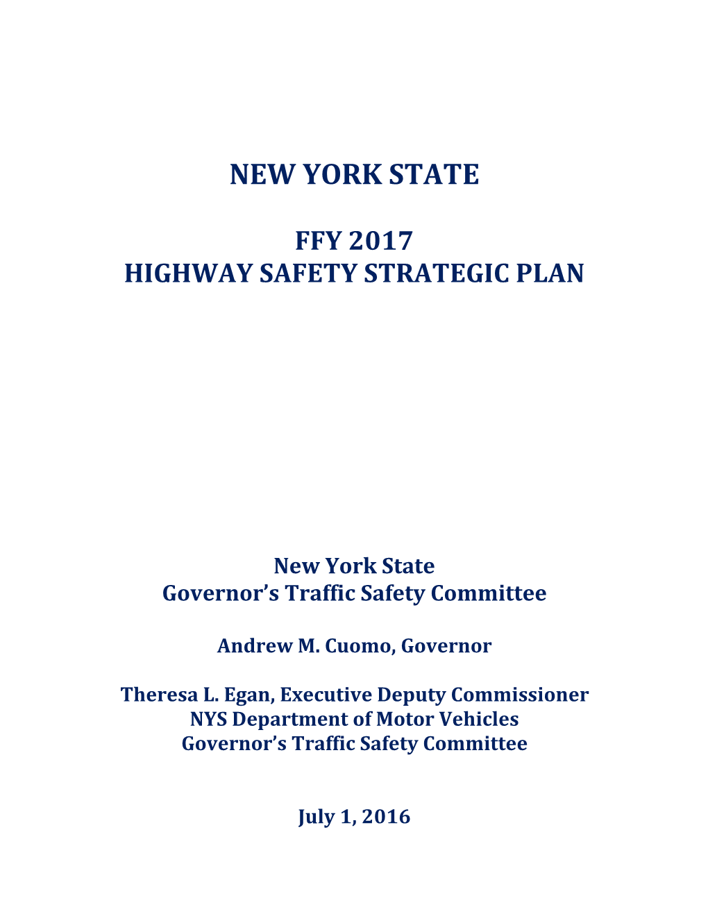 New York Highway Safety Plan FY2017
