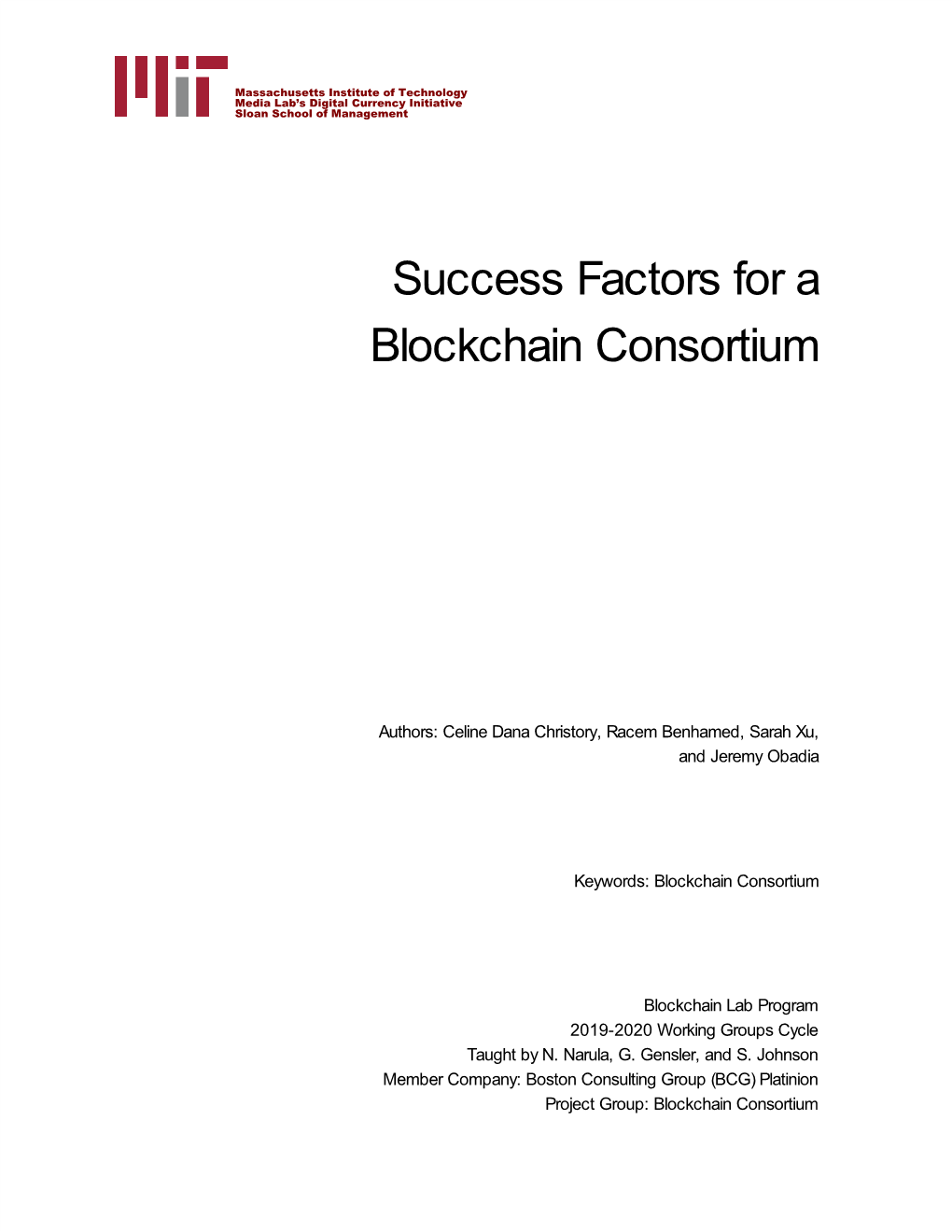 Success Factors for a Blockchain Consortium