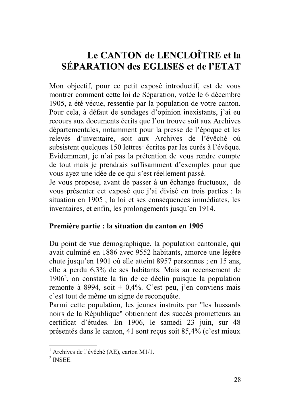 Jacques Bouquet, Le Canton De Lencloître Et La Séparation Des