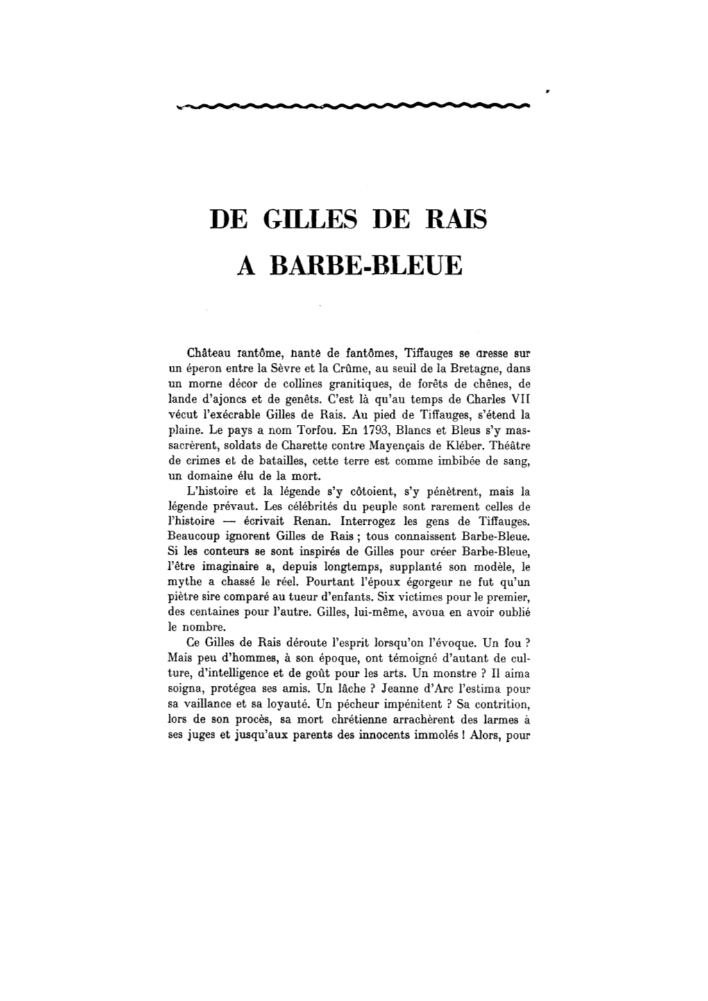 De Gilles De Rais a Barbe-Bleue