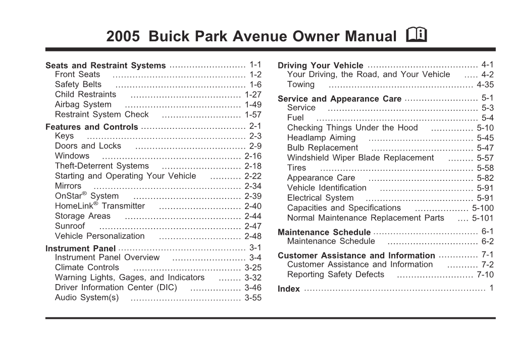 2005 Buick Park Avenue Owner Manual M