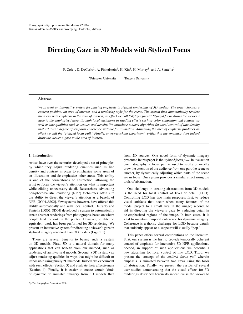 Directing Gaze in 3D Models with Stylized Focus