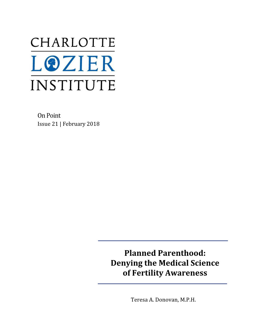 Planned Parenthood: Denying the Medical Science of Fertility Awareness