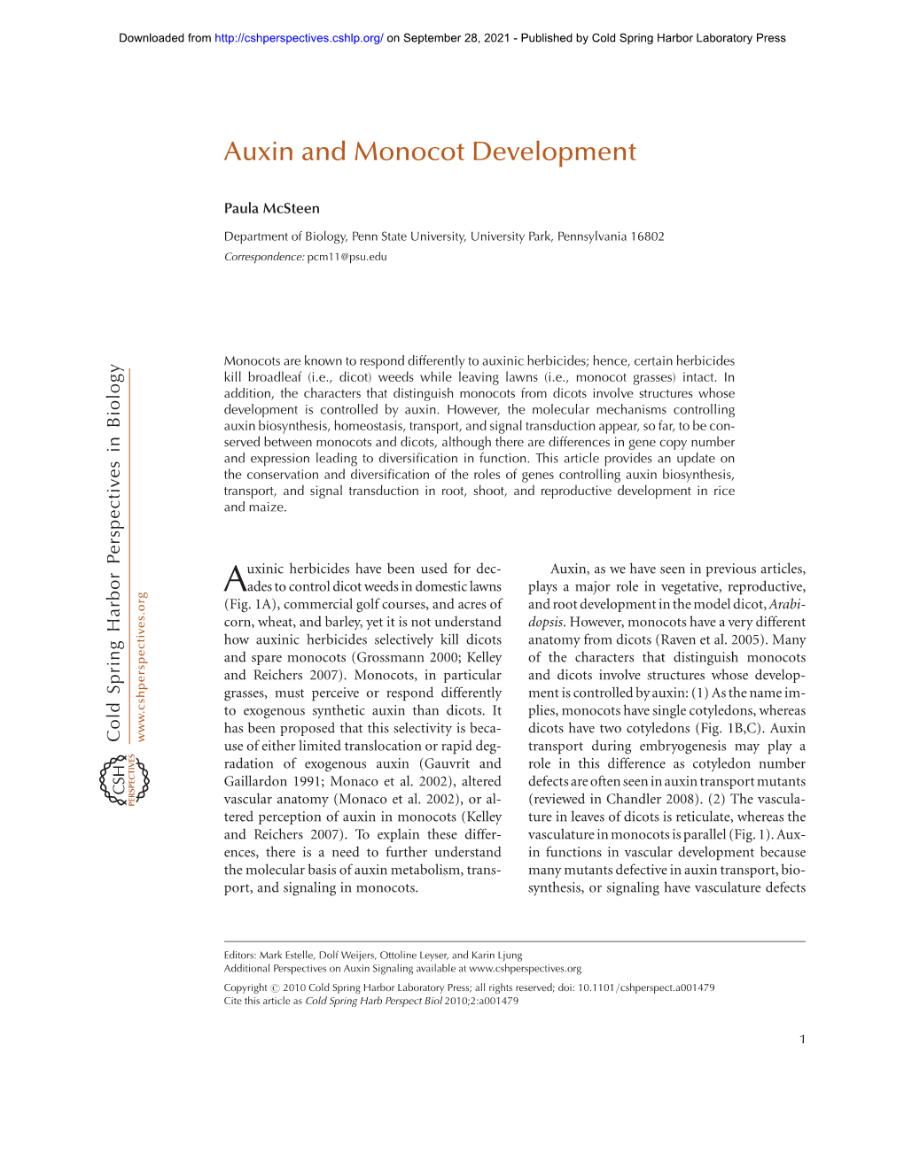 Auxin and Monocot Development