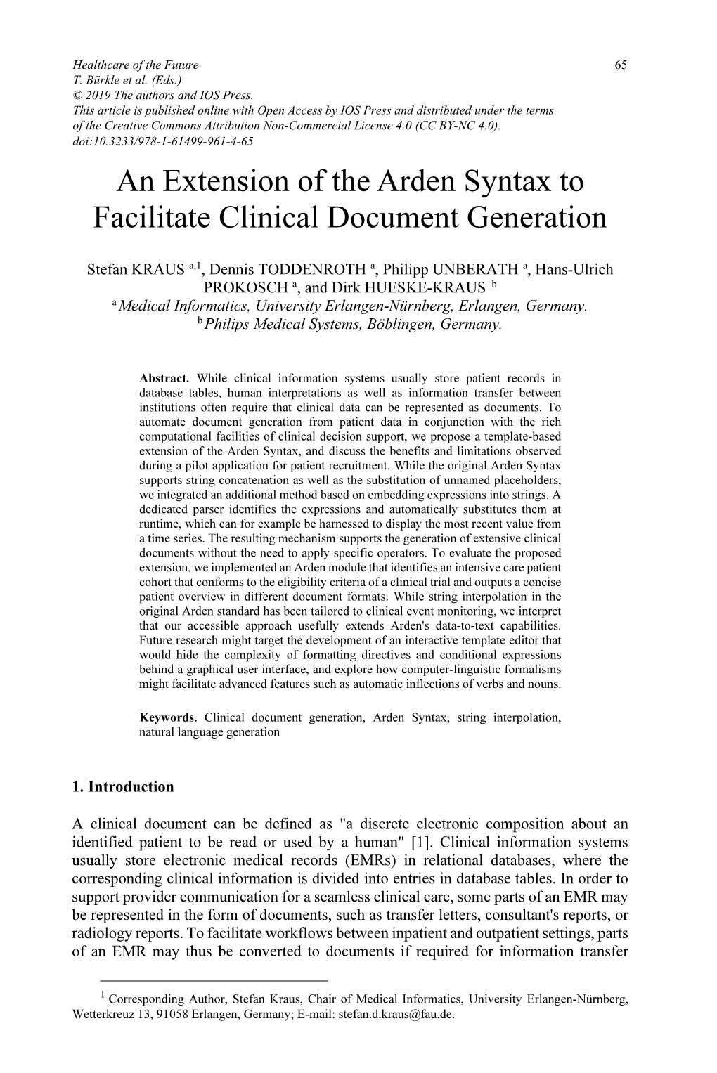 An Extension of the Arden Syntax to Facilitate Clinical Document Generation