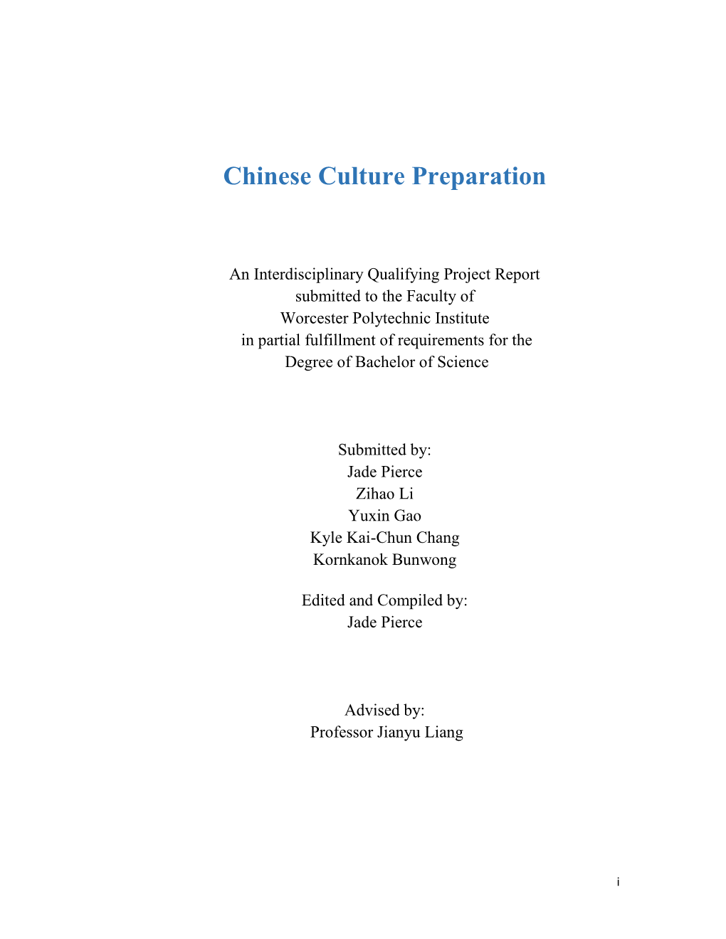 Chinese Culture Preparation