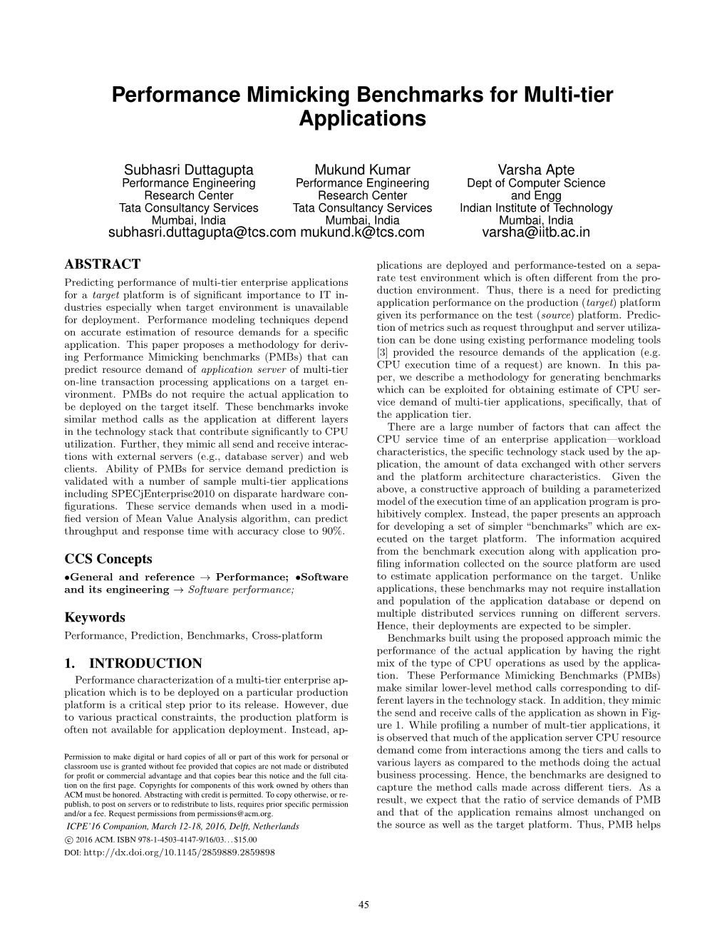 Performance Mimicking Benchmarks for Multi-Tier Applications