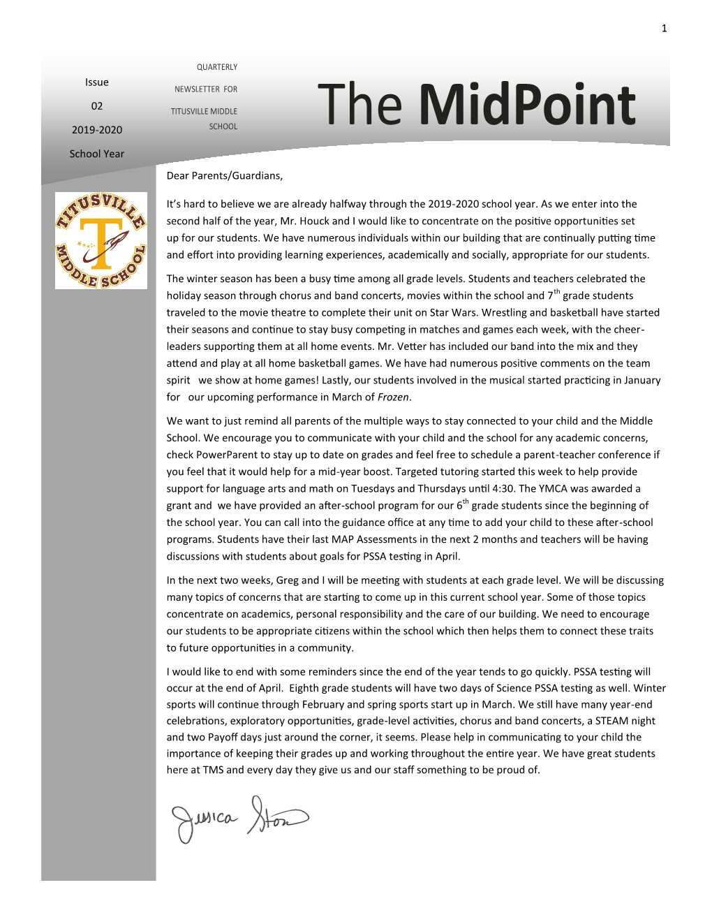 The Midpoint School Year Dear Parents/Guardians