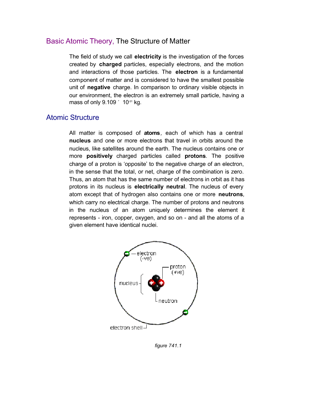 Basic Atomic Theory, the Structure of Matter