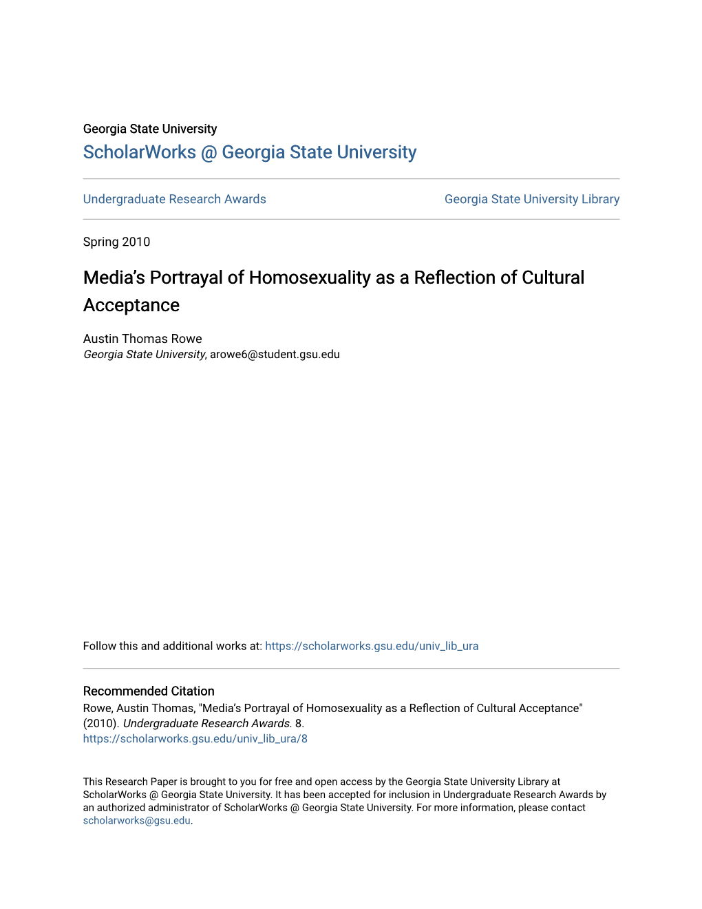 Media's Portrayal of Homosexuality As a Reflection of Cultural Acceptance