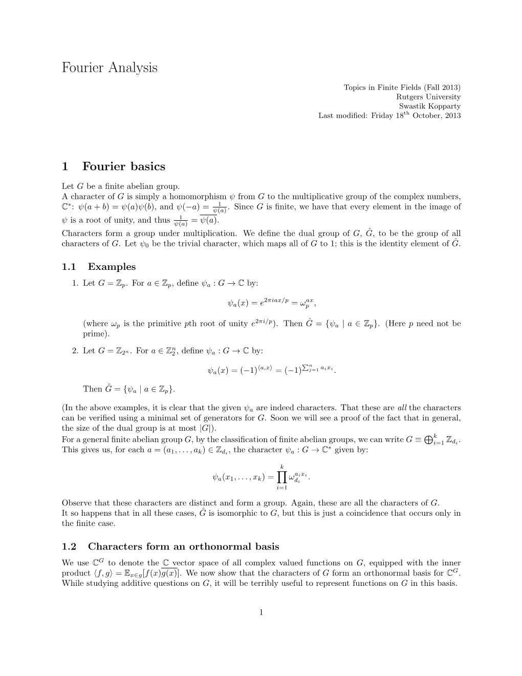 Fourier Analysis