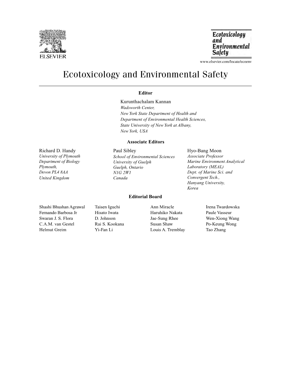 Ecotoxicology and Environmental Safety