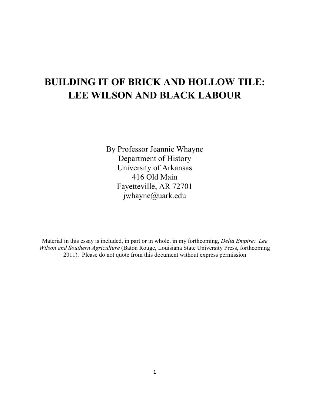 Lee Wilson and Black Labour