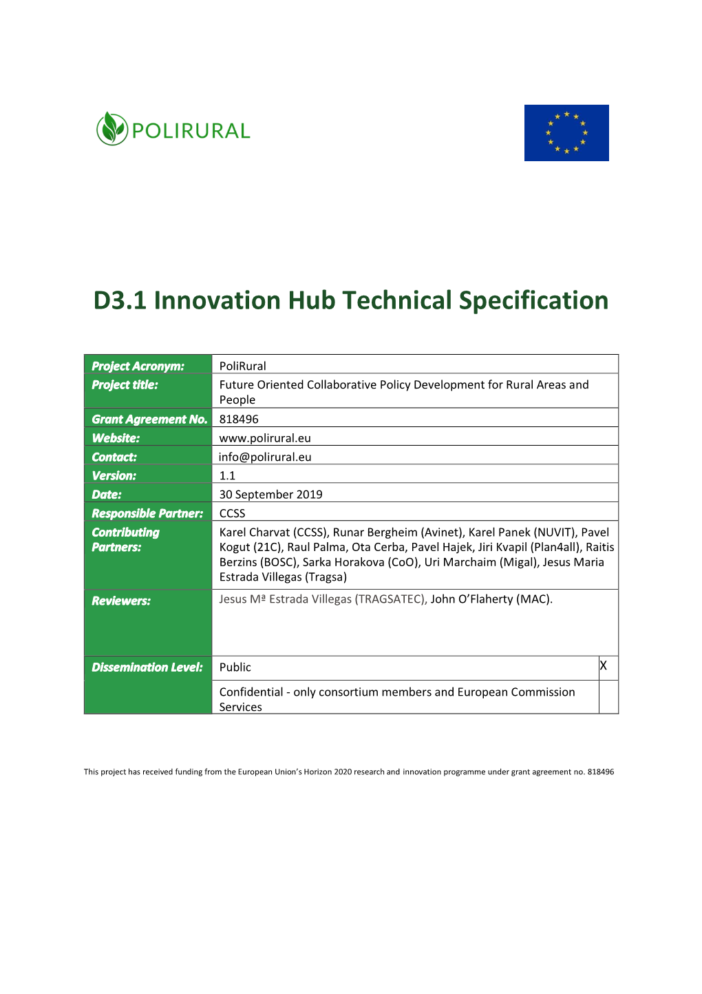 D3.1 Innovation Hub Technical Specification