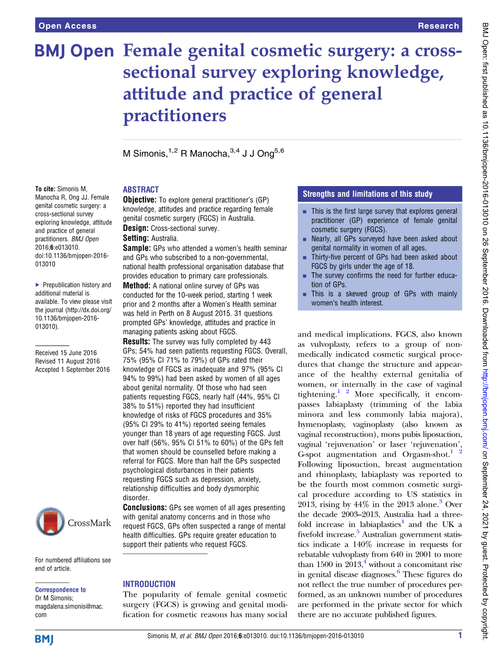 Female Genital Cosmetic Surgery: a Cross- Sectional Survey Exploring Knowledge, Attitude and Practice of General Practitioners
