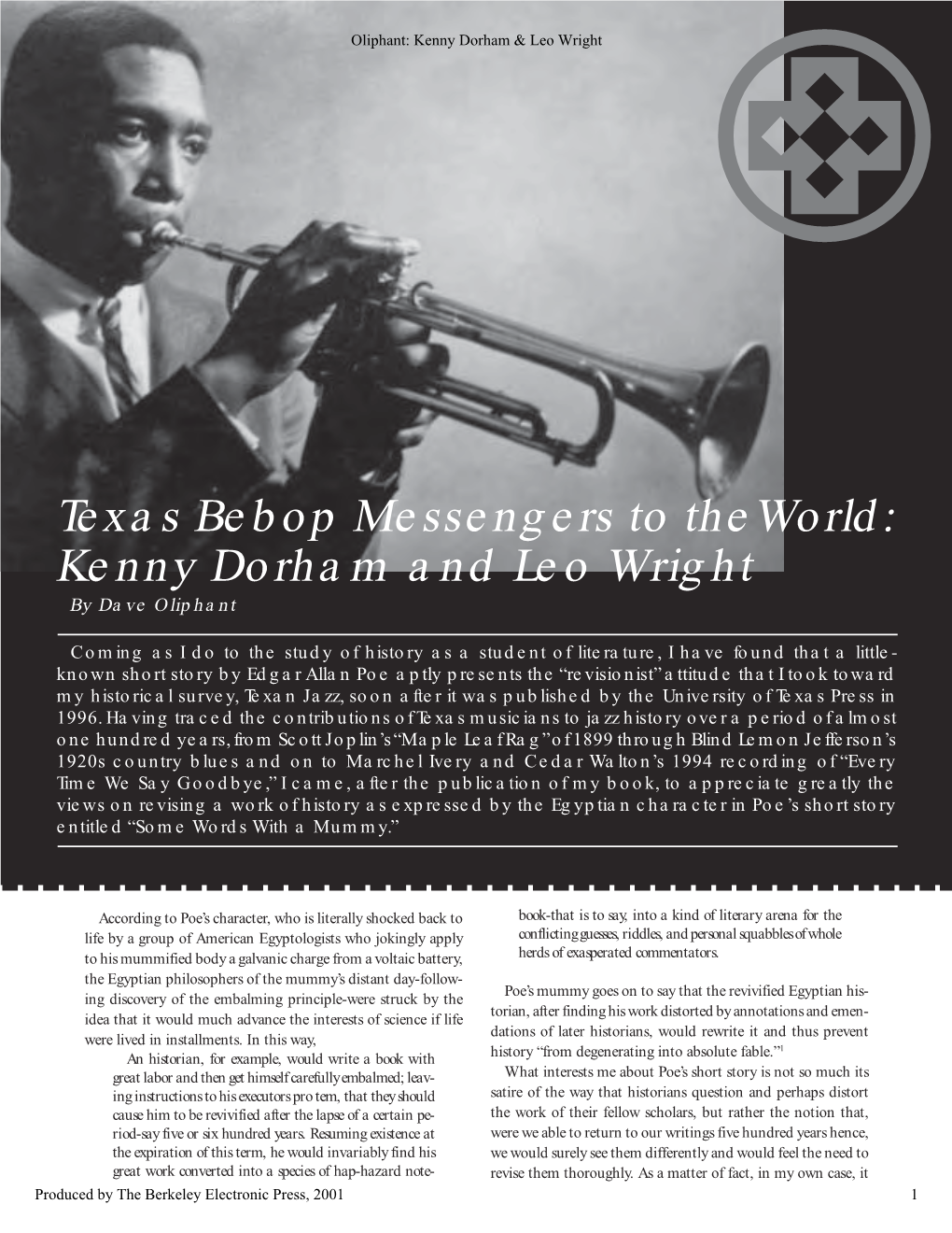 Kenny Dorham & Leo Wright: Texas Bebop Messengers to the World