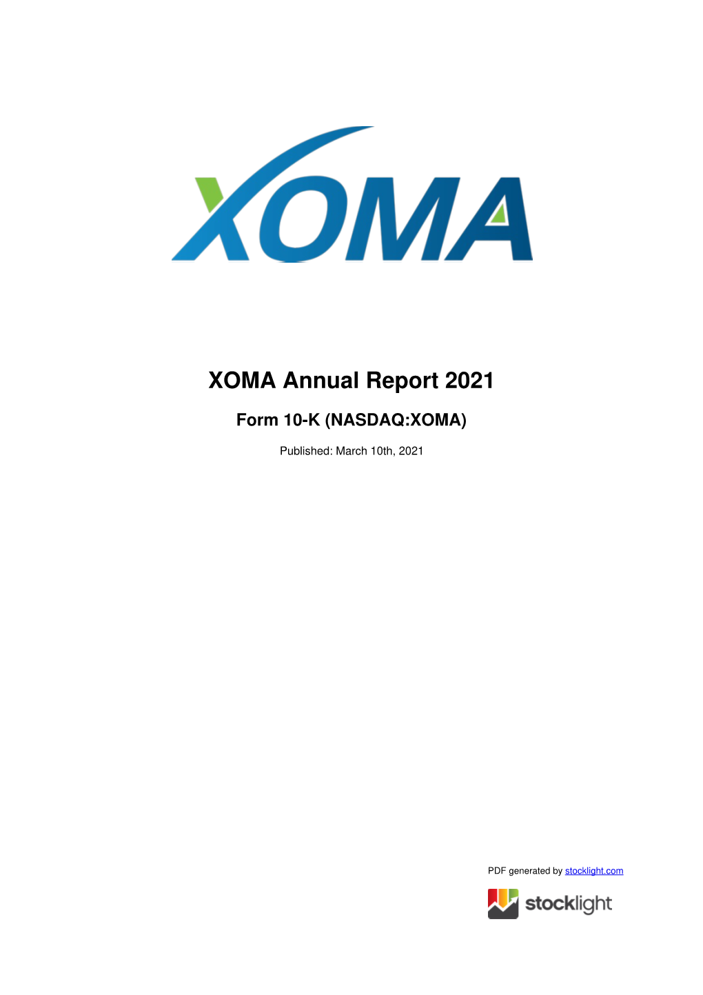 XOMA Annual Report 2021