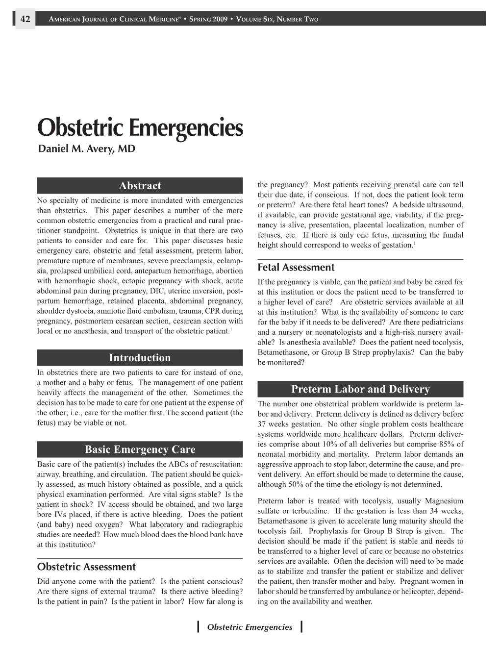 Obstetric Emergencies Daniel M