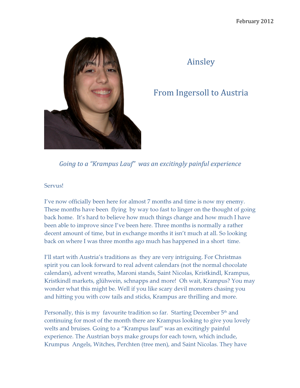 Ainsley from Ingersoll to Austria