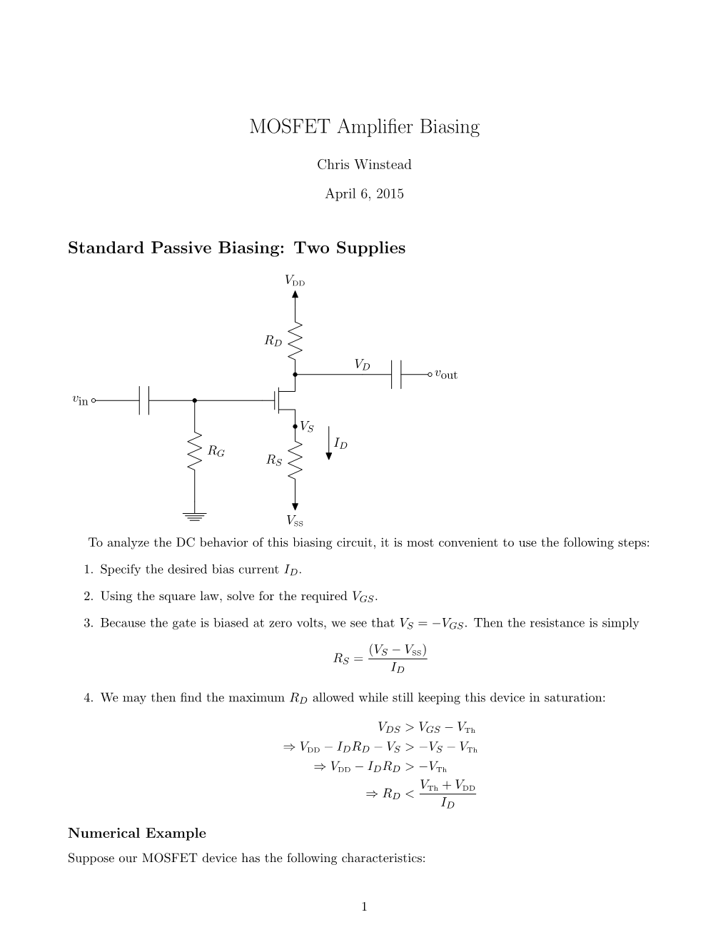 MOSFET Amplifier Biasing