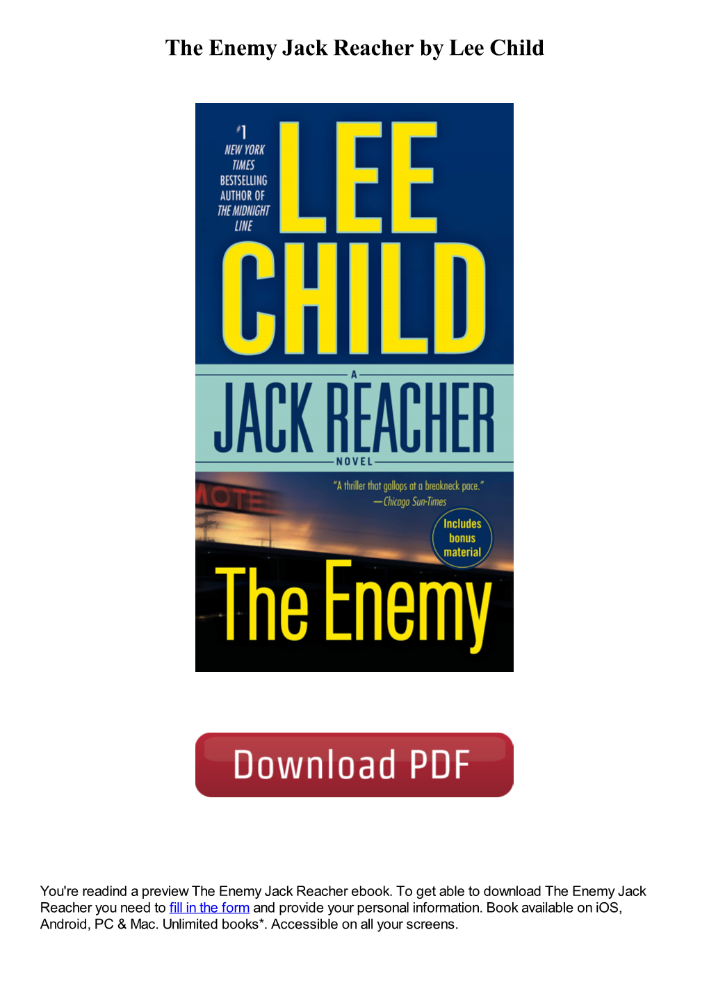 The Enemy Jack Reacher by Lee Child
