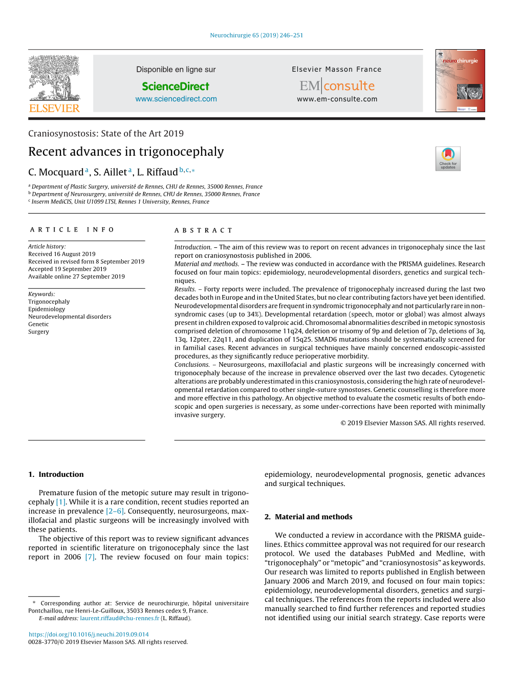 Recent Advances in Trigonocephaly