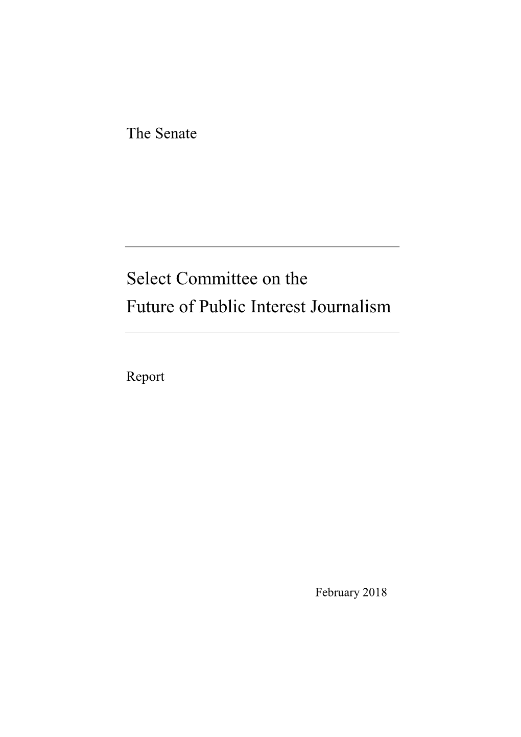 Select Committee on the Future of Public Interest Journalism