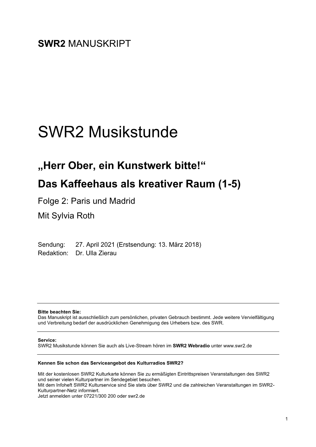 SWR2 Musikstunde