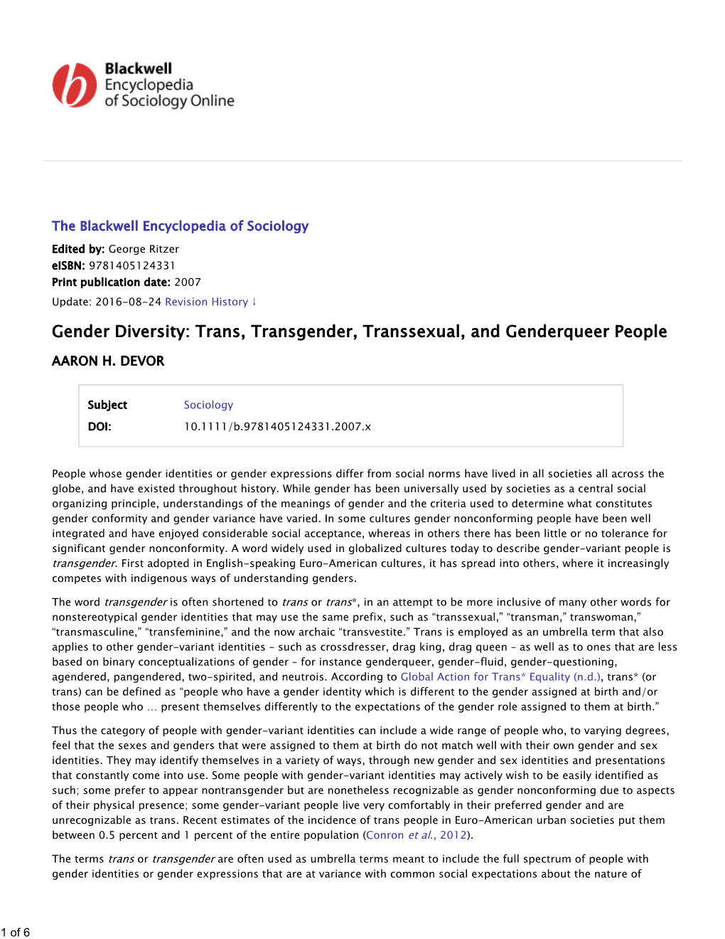 Trans, Transgender, Transsexual, and Genderqueer People