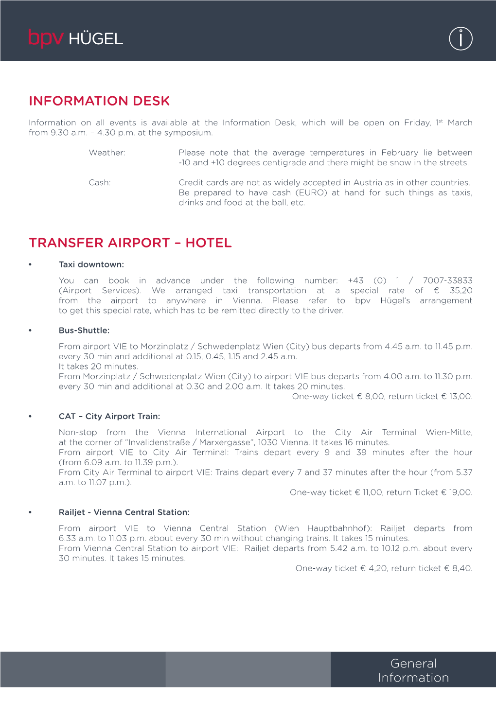 Information Desk Transfer Airport – Hotel