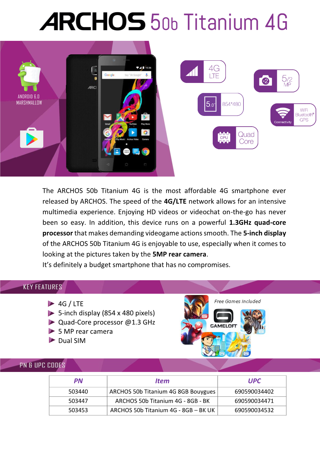 The ARCHOS 50B Titanium 4G Is the Most Affordable 4G Smartphone Ever Released by ARCHOS