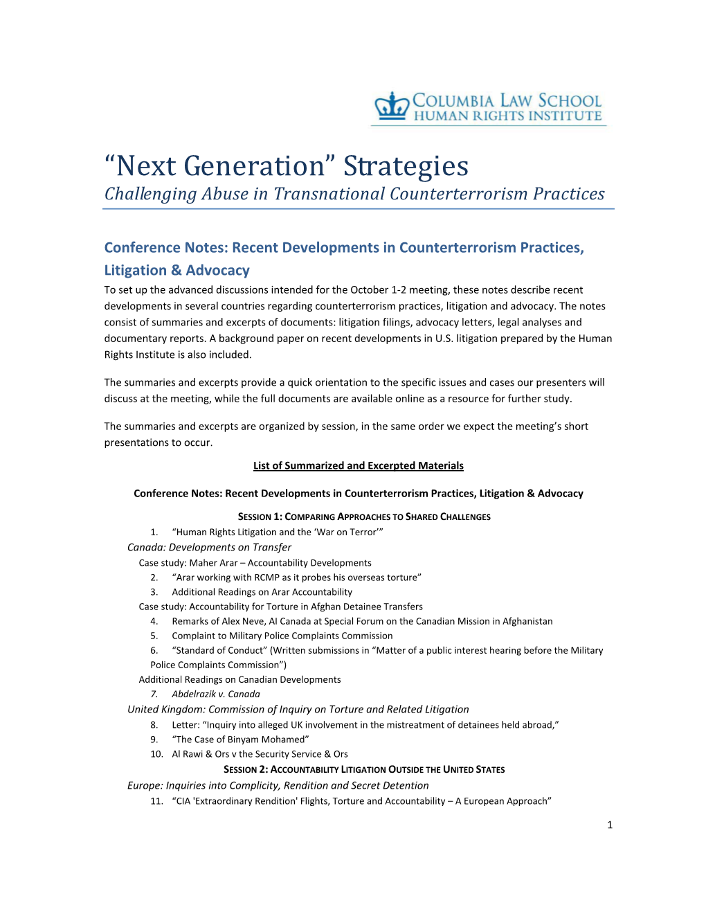 “Next Generation” Strategies Challenging Abuse in Transnational Counterterrorism Practices