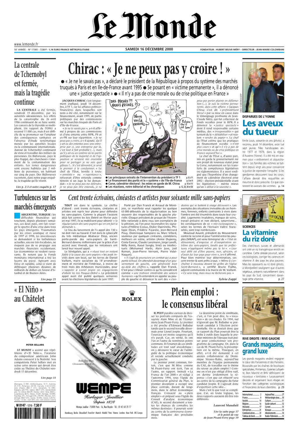 LE MONDE/PAGES&lt;UNE&gt;