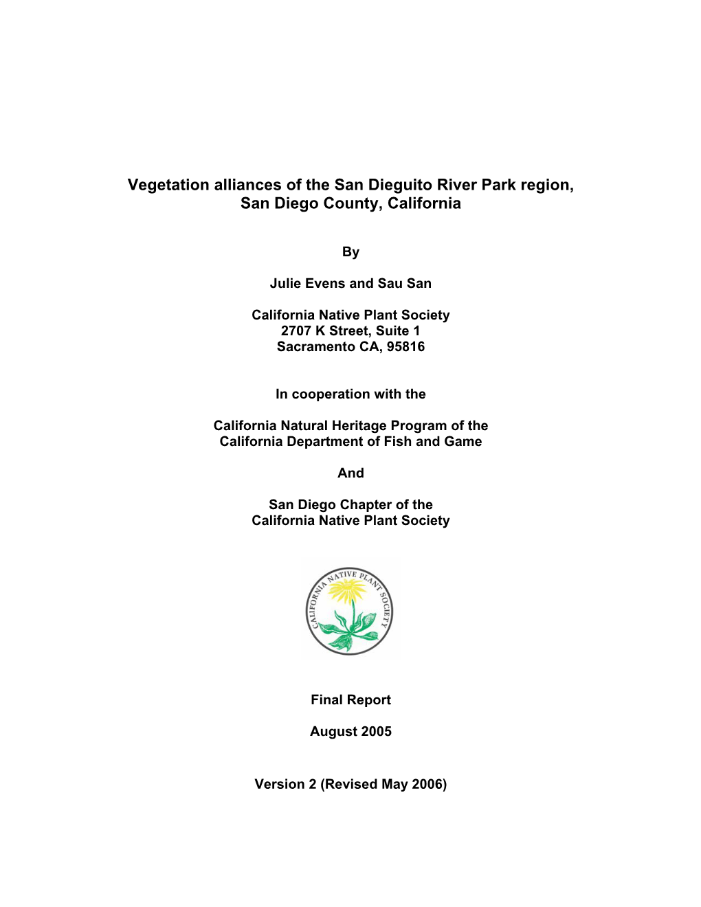 Vegetation Alliance of the San Dieguito River Park Region, San