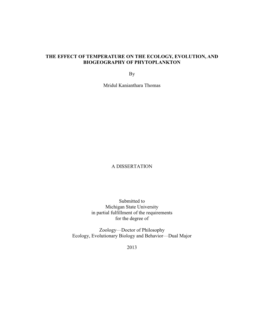 The Effect of Temperature on the Ecology, Evolution, and Biogeography of Phytoplankton