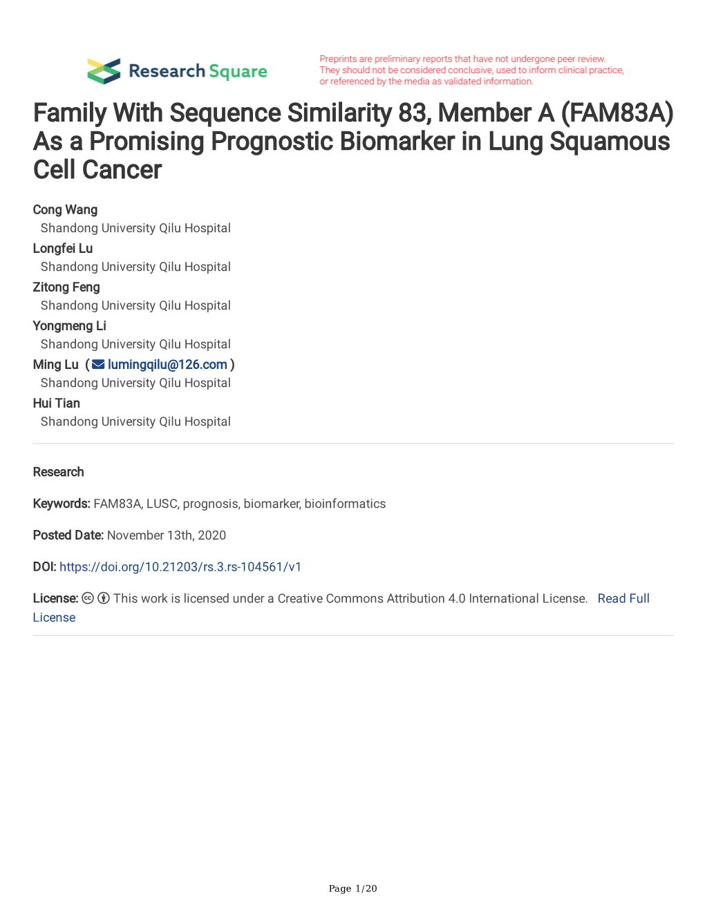 As a Promising Prognostic Biomarker in Lung Squamous Cell Cancer