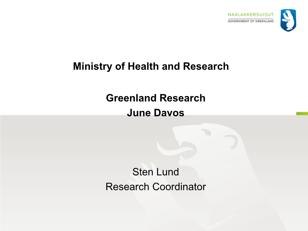 Government of Greenland and Other Authorities on Sustainable Exploitation of Living Resources and Safeguarding the Environment and Biodiversity