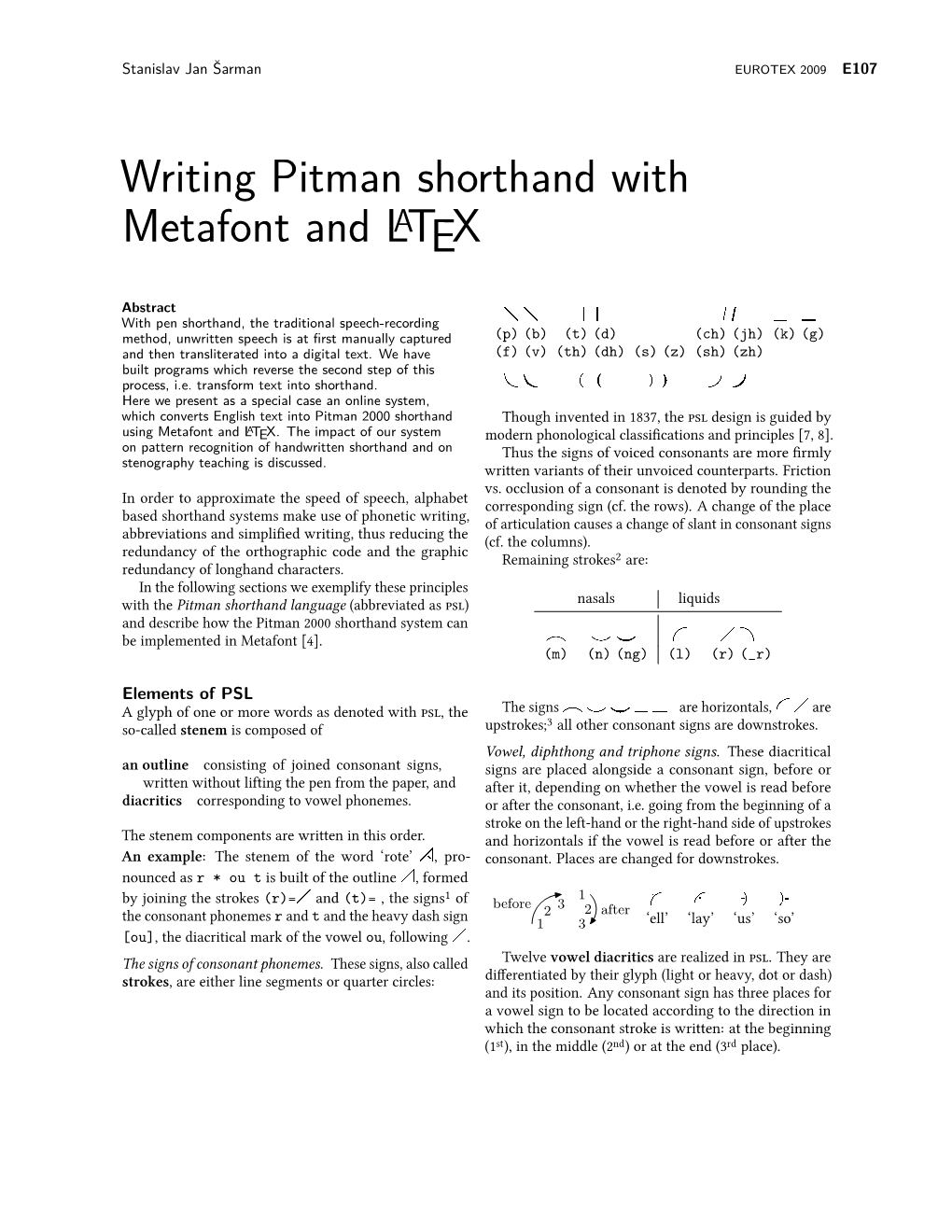Writing Pitman Shorthand with Metafont and LATEX