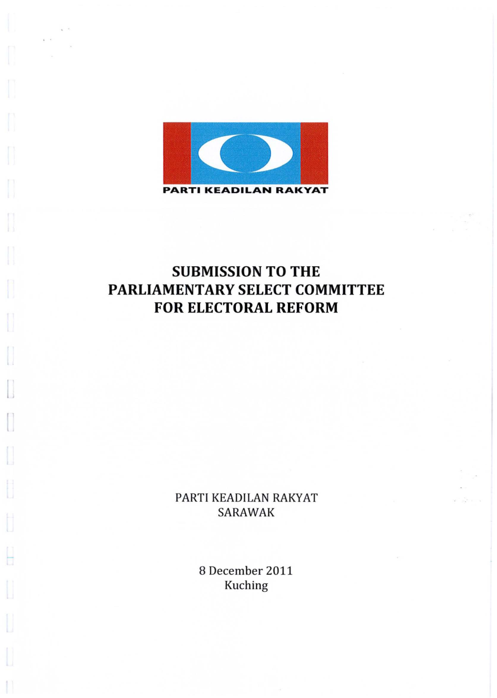 Submission to the Parliamentary Select Committee for Electoral Reform