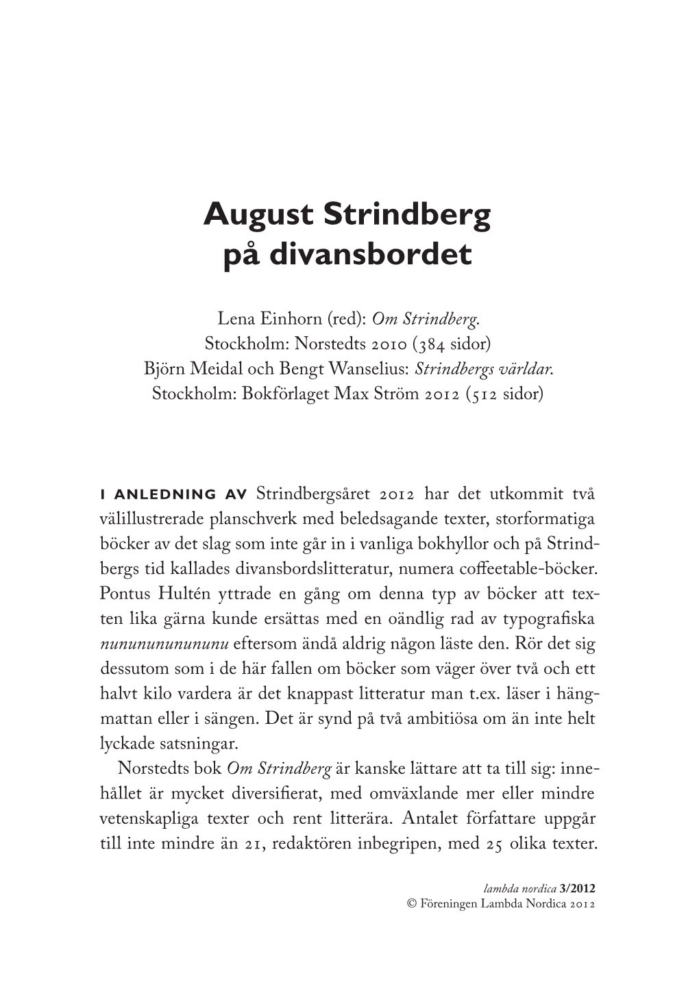 August Strindberg På Divansbordet