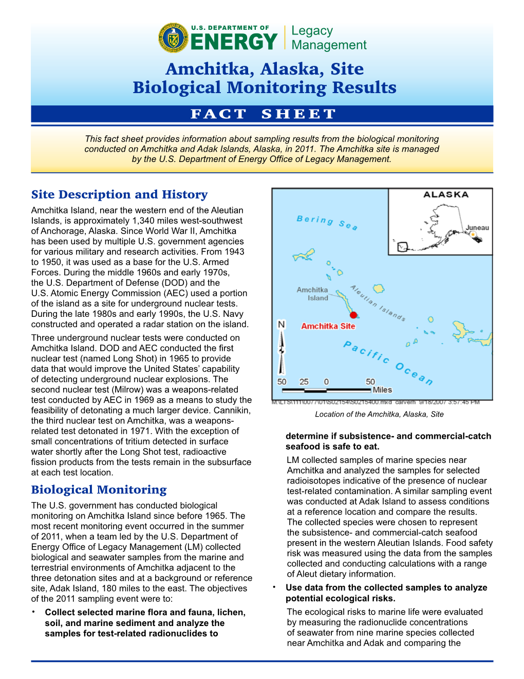 Biological Monitoring Results FACT SHEET